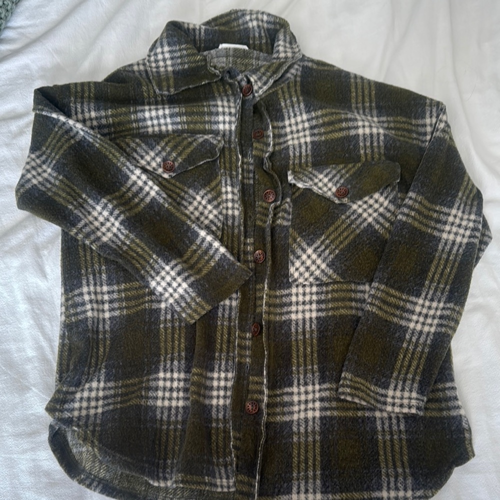 BUCKETLIST Plaid Sweater - Olive and Cream